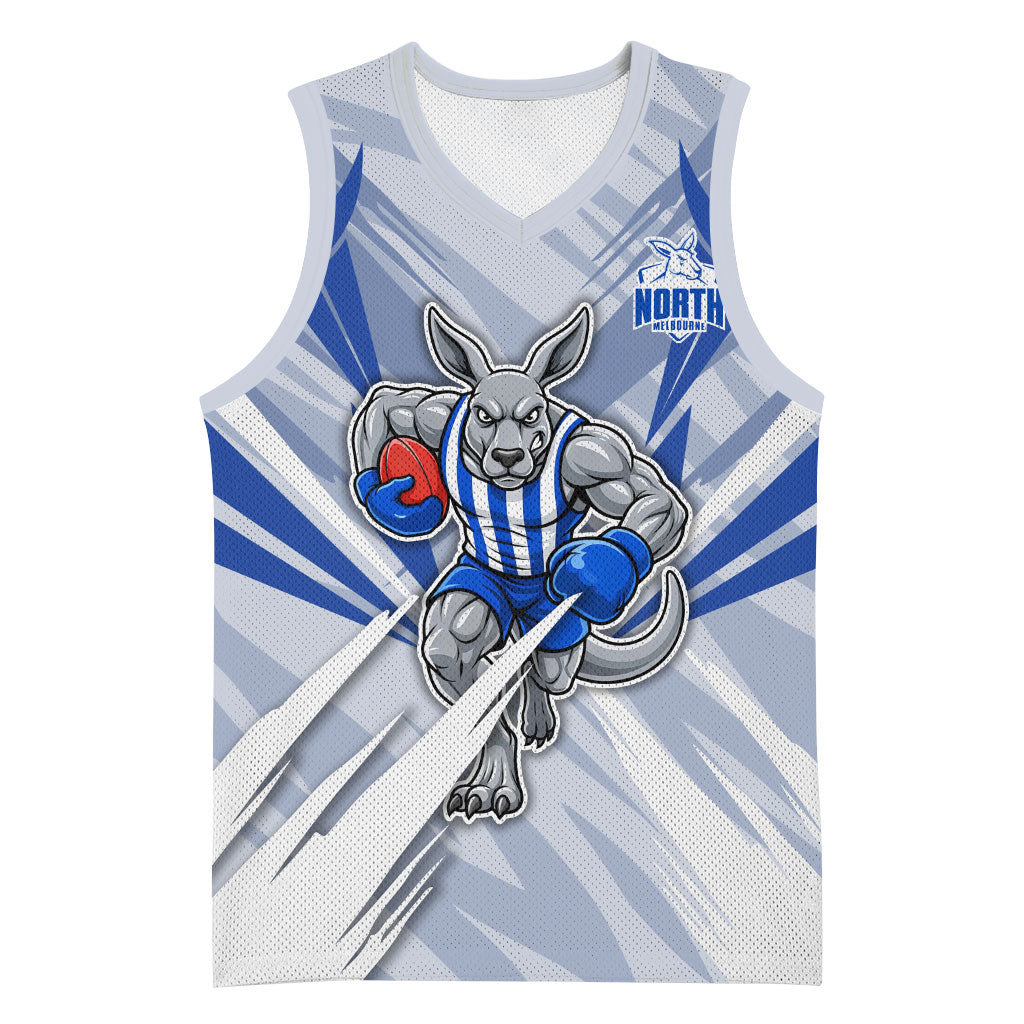 North Melbourne Kangaroos Australian Football Basketball Jersey Powerful Kangaroo Mascot - Bold Team Colors