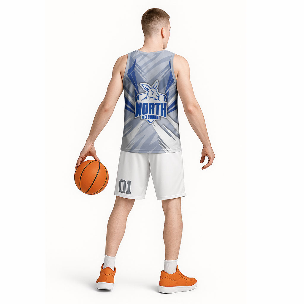 North Melbourne Kangaroos Australian Football Basketball Jersey Powerful Kangaroo Mascot - Bold Team Colors