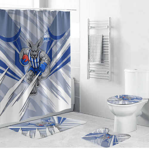 North Melbourne Kangaroos Australian Football Bathroom Set Powerful Kangaroo Mascot - Bold Team Colors
