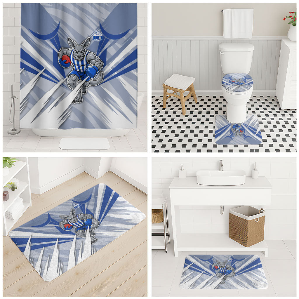 North Melbourne Kangaroos Australian Football Bathroom Set Powerful Kangaroo Mascot - Bold Team Colors