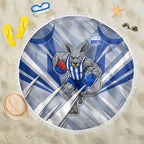 North Melbourne Kangaroos Australian Football Beach Blanket Powerful Kangaroo Mascot - Bold Team Colors