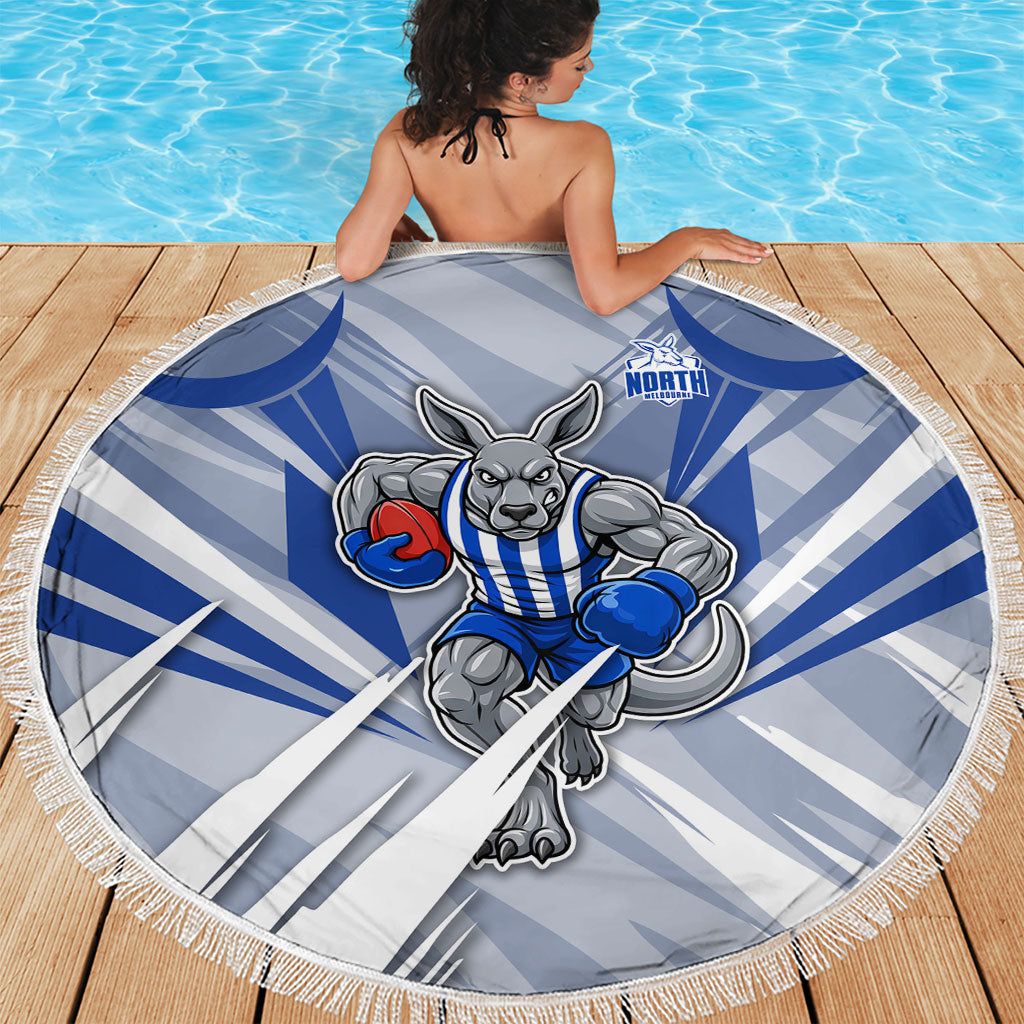 North Melbourne Kangaroos Australian Football Beach Blanket Powerful Kangaroo Mascot - Bold Team Colors