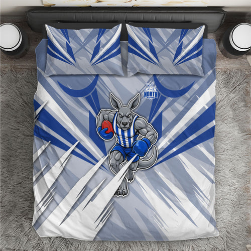North Melbourne Kangaroos Australian Football Bedding Set Powerful Kangaroo Mascot - Bold Team Colors