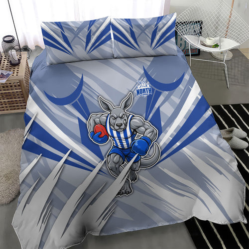North Melbourne Kangaroos Australian Football Bedding Set Powerful Kangaroo Mascot - Bold Team Colors