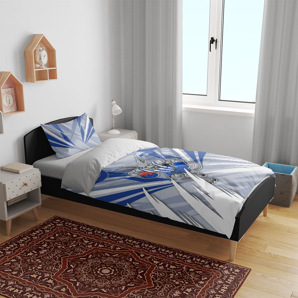 North Melbourne Kangaroos Australian Football Bedding Set Powerful Kangaroo Mascot - Bold Team Colors