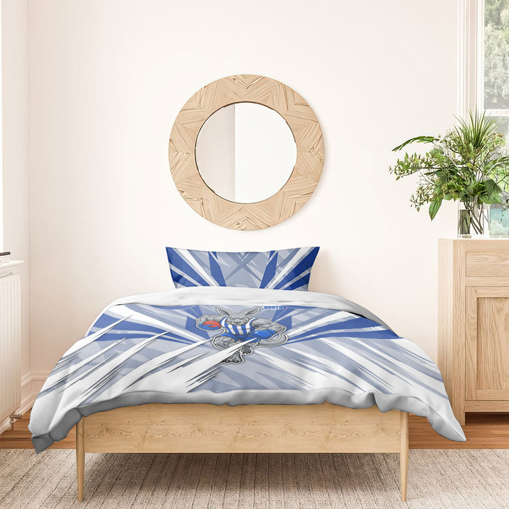 North Melbourne Kangaroos Australian Football Bedding Set Powerful Kangaroo Mascot - Bold Team Colors