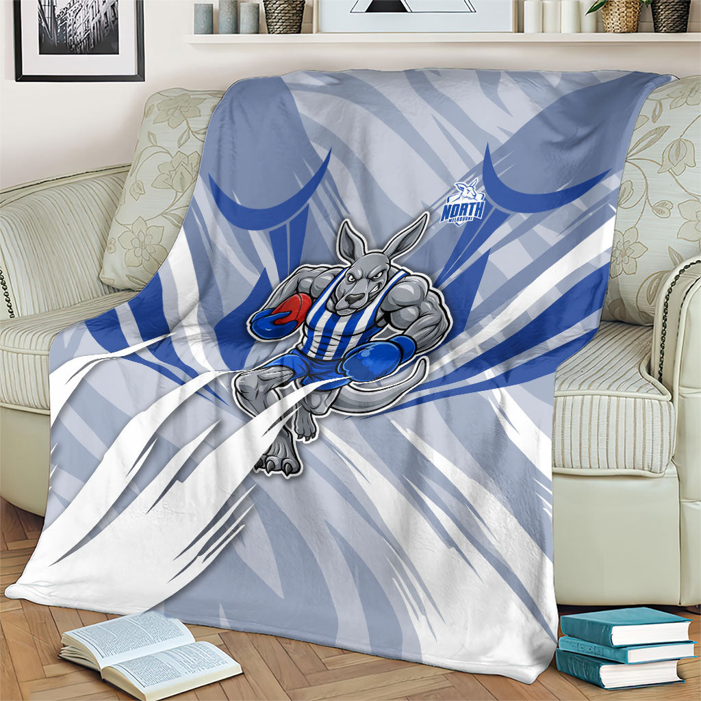 North Melbourne Kangaroos Australian Football Blanket Powerful Kangaroo Mascot - Bold Team Colors