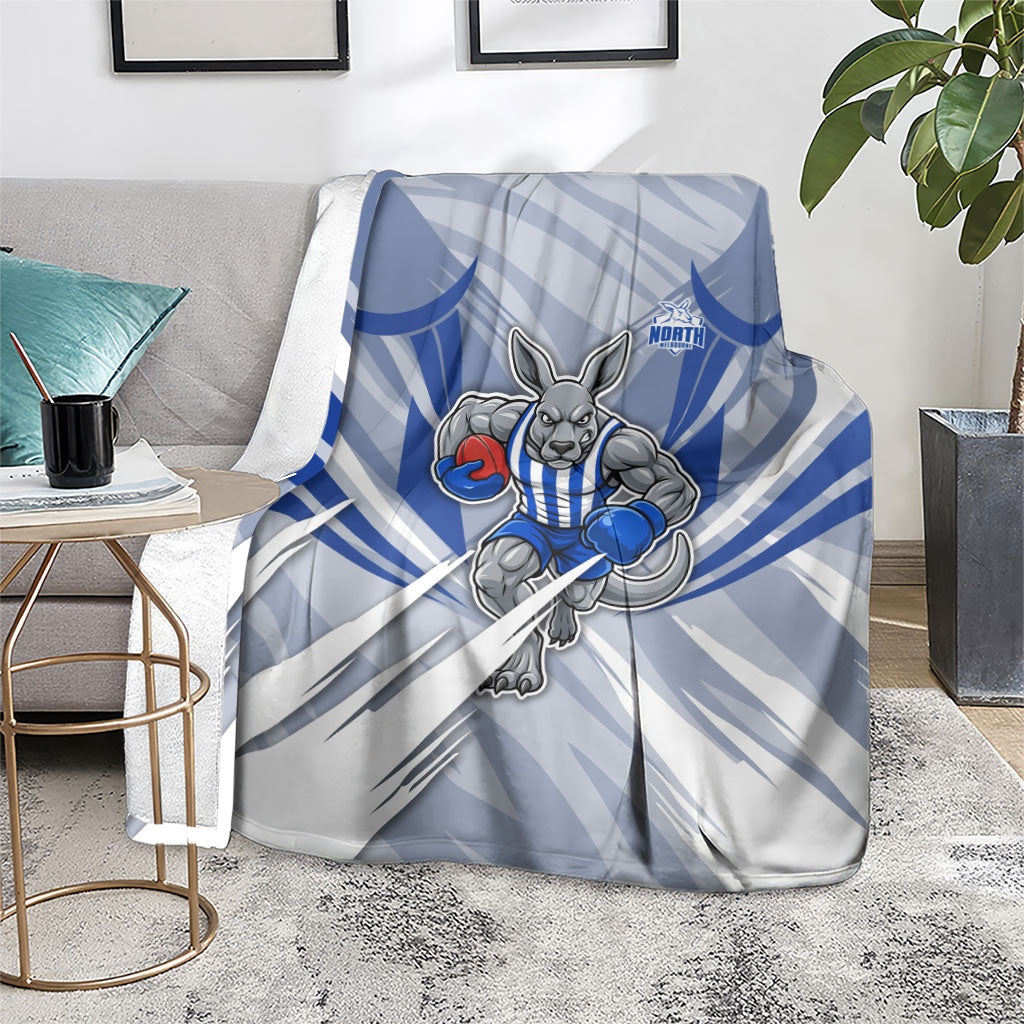 North Melbourne Kangaroos Australian Football Blanket Powerful Kangaroo Mascot - Bold Team Colors