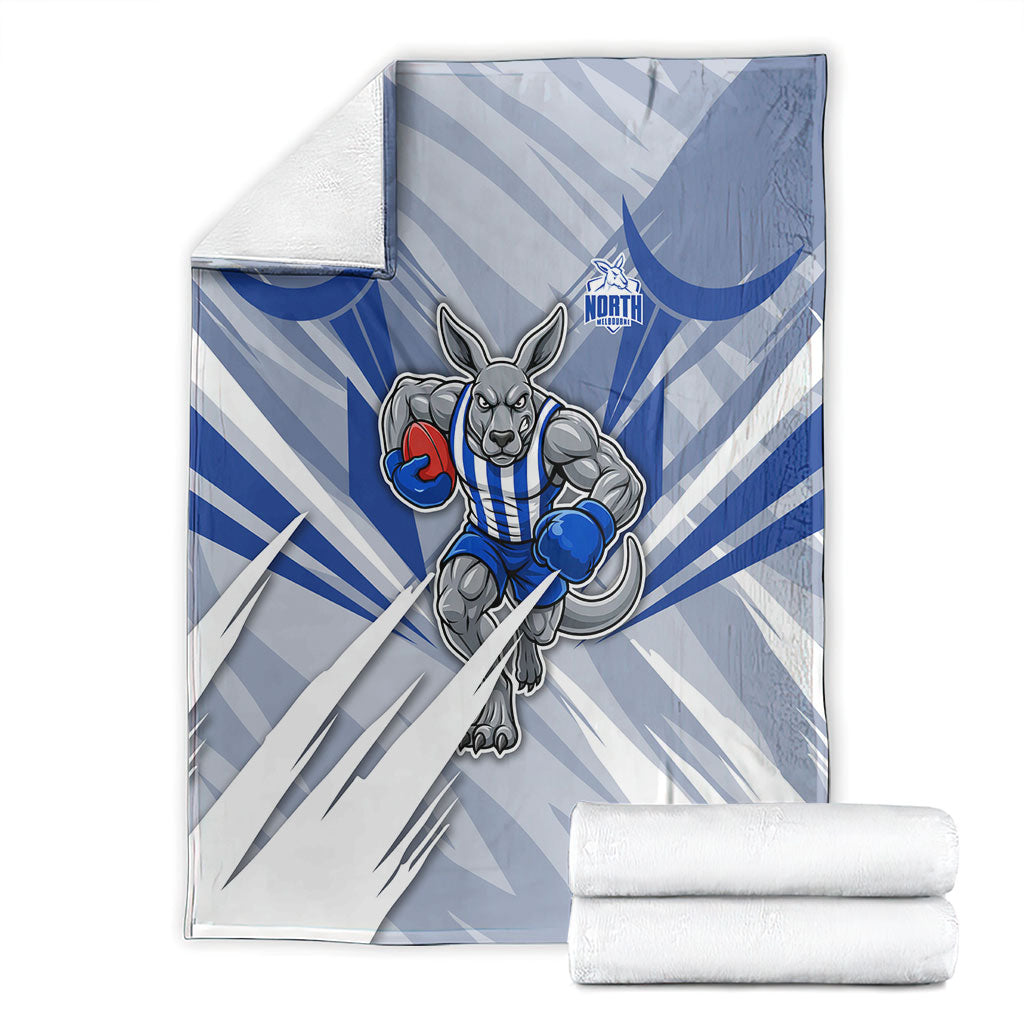 North Melbourne Kangaroos Australian Football Blanket Powerful Kangaroo Mascot - Bold Team Colors