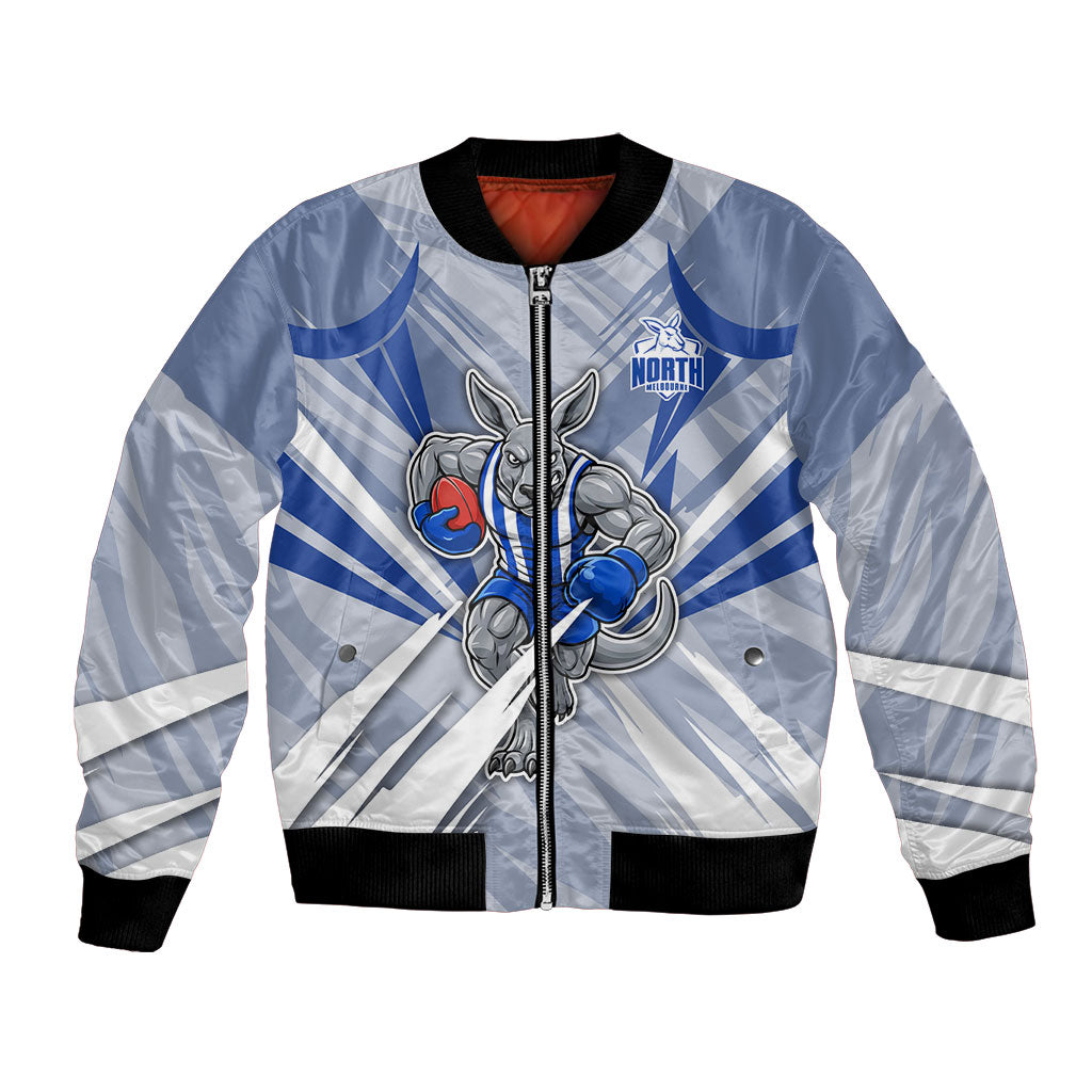 North Melbourne Kangaroos Australian Football Bomber Jacket Powerful Kangaroo Mascot - Bold Team Colors