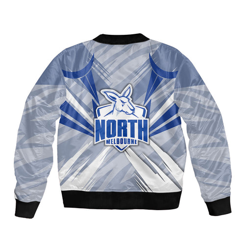 North Melbourne Kangaroos Australian Football Bomber Jacket Powerful Kangaroo Mascot - Bold Team Colors