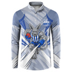 North Melbourne Kangaroos Australian Football Button Sweatshirt Powerful Kangaroo Mascot - Bold Team Colors