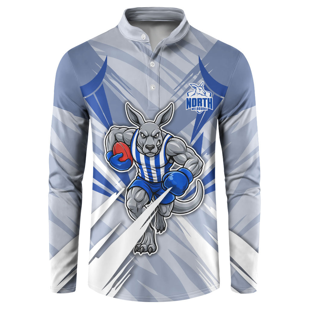 North Melbourne Kangaroos Australian Football Button Sweatshirt Powerful Kangaroo Mascot - Bold Team Colors