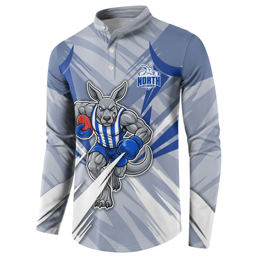 North Melbourne Kangaroos Australian Football Button Sweatshirt Powerful Kangaroo Mascot - Bold Team Colors