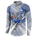 North Melbourne Kangaroos Australian Football Button Sweatshirt Powerful Kangaroo Mascot - Bold Team Colors