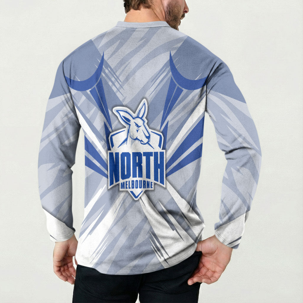 North Melbourne Kangaroos Australian Football Button Sweatshirt Powerful Kangaroo Mascot - Bold Team Colors