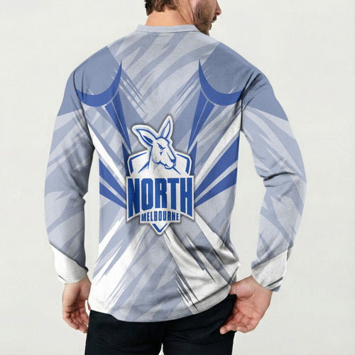 North Melbourne Kangaroos Australian Football Button Sweatshirt Powerful Kangaroo Mascot - Bold Team Colors
