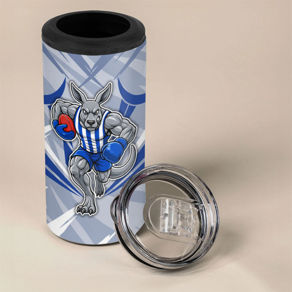 North Melbourne Kangaroos Australian Football 4 in 1 Can Cooler Tumbler Powerful Kangaroo Mascot - Bold Team Colors