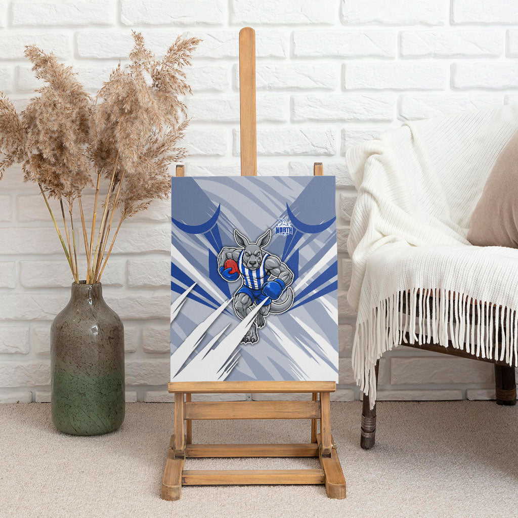 North Melbourne Kangaroos Australian Football Canvas Wall Art Powerful Kangaroo Mascot - Bold Team Colors