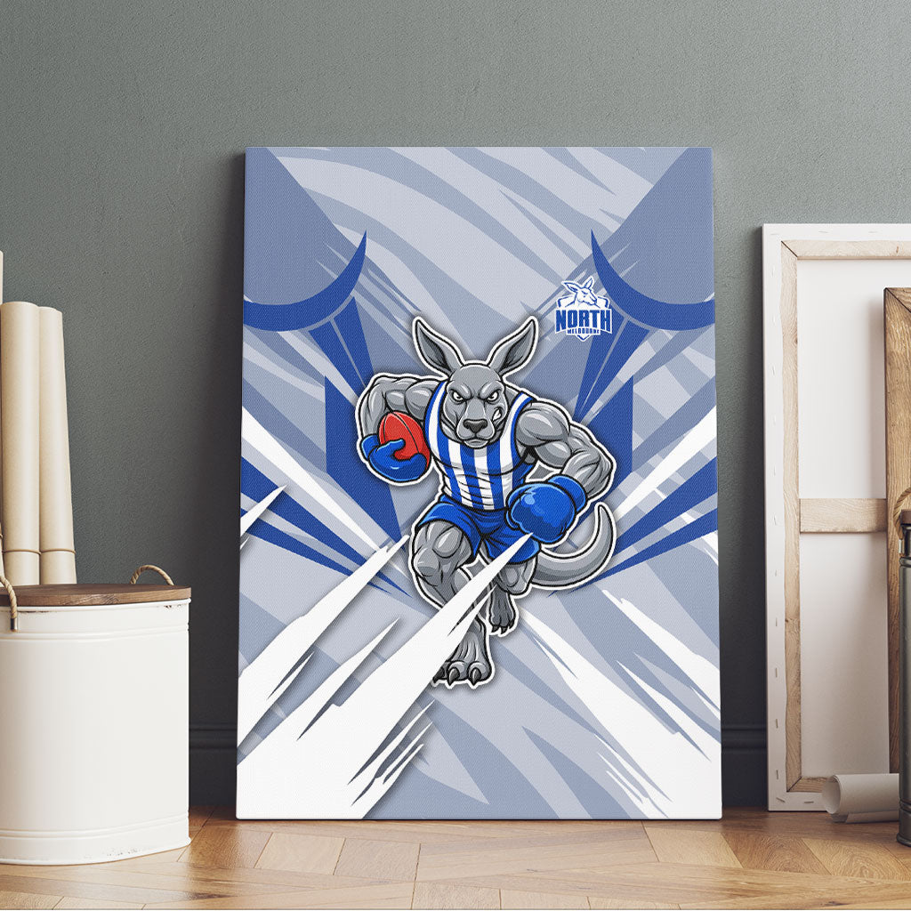 North Melbourne Kangaroos Australian Football Canvas Wall Art Powerful Kangaroo Mascot - Bold Team Colors