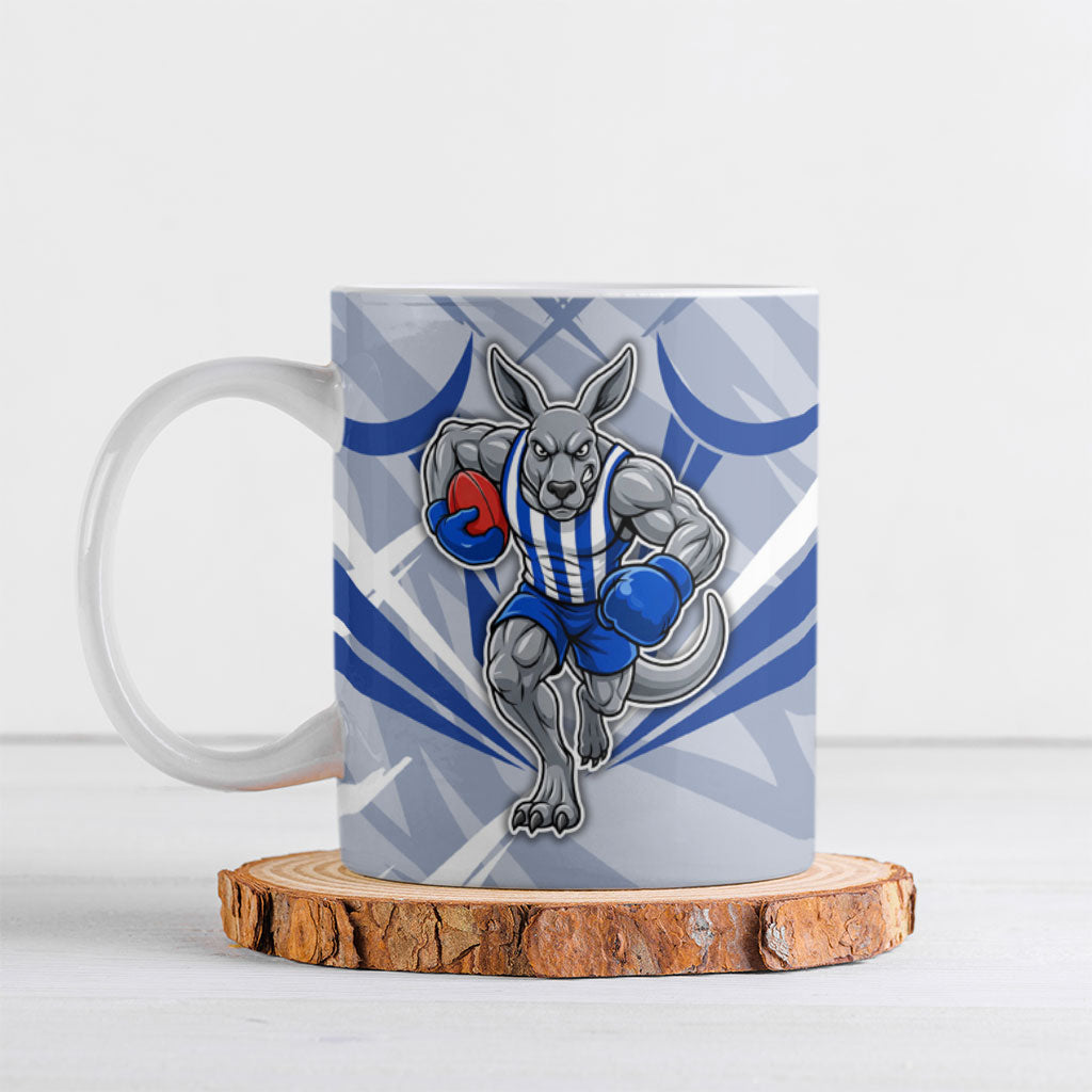 North Melbourne Kangaroos Australian Football Ceramic Mug Powerful Kangaroo Mascot - Bold Team Colors