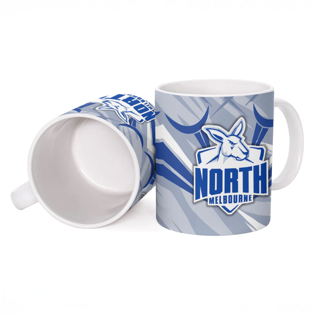 North Melbourne Kangaroos Australian Football Ceramic Mug Powerful Kangaroo Mascot - Bold Team Colors