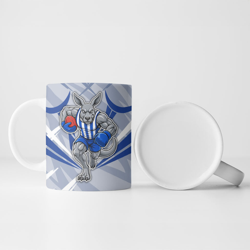 North Melbourne Kangaroos Australian Football Ceramic Mug Powerful Kangaroo Mascot - Bold Team Colors