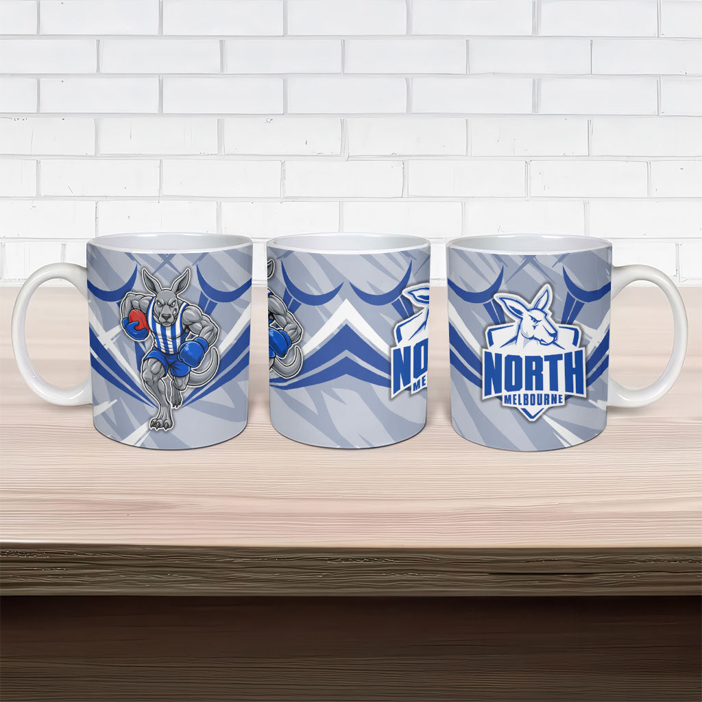 North Melbourne Kangaroos Australian Football Ceramic Mug Powerful Kangaroo Mascot - Bold Team Colors