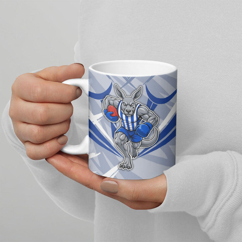 North Melbourne Kangaroos Australian Football Ceramic Mug Powerful Kangaroo Mascot - Bold Team Colors