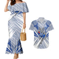 North Melbourne Kangaroos Australian Football Couples Matching Mermaid Dress and Hawaiian Shirt Powerful Kangaroo Mascot - Bold Team Colors
