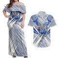 North Melbourne Kangaroos Australian Football Couples Matching Off Shoulder Maxi Dress and Hawaiian Shirt Powerful Kangaroo Mascot - Bold Team Colors