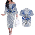 North Melbourne Kangaroos Australian Football Couples Matching Off The Shoulder Long Sleeve Dress and Hawaiian Shirt Powerful Kangaroo Mascot - Bold Team Colors