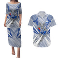 North Melbourne Kangaroos Australian Football Couples Matching Puletasi and Hawaiian Shirt Powerful Kangaroo Mascot - Bold Team Colors