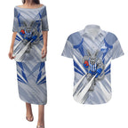 North Melbourne Kangaroos Australian Football Couples Matching Puletasi and Hawaiian Shirt Powerful Kangaroo Mascot - Bold Team Colors