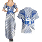 North Melbourne Kangaroos Australian Football Couples Matching Summer Maxi Dress and Hawaiian Shirt Powerful Kangaroo Mascot - Bold Team Colors