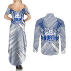 North Melbourne Kangaroos Australian Football Couples Matching Summer Maxi Dress and Long Sleeve Button Shirt Powerful Kangaroo Mascot - Bold Team Colors