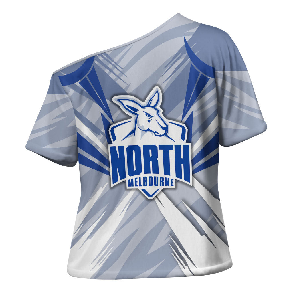 North Melbourne Kangaroos Australian Football Cross Shoulder Shirt Powerful Kangaroo Mascot - Bold Team Colors