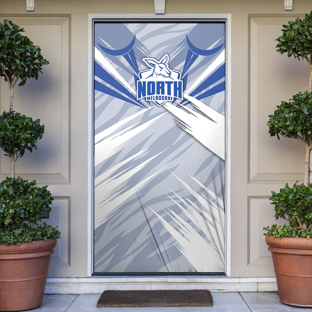 North Melbourne Kangaroos Australian Football Door Cover Powerful Kangaroo Mascot - Bold Team Colors