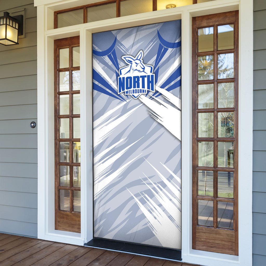 North Melbourne Kangaroos Australian Football Door Cover Powerful Kangaroo Mascot - Bold Team Colors