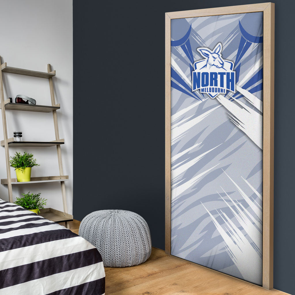 North Melbourne Kangaroos Australian Football Door Cover Powerful Kangaroo Mascot - Bold Team Colors