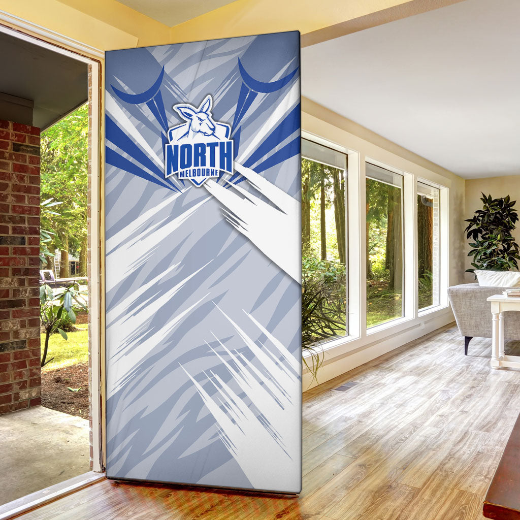 North Melbourne Kangaroos Australian Football Door Cover Powerful Kangaroo Mascot - Bold Team Colors