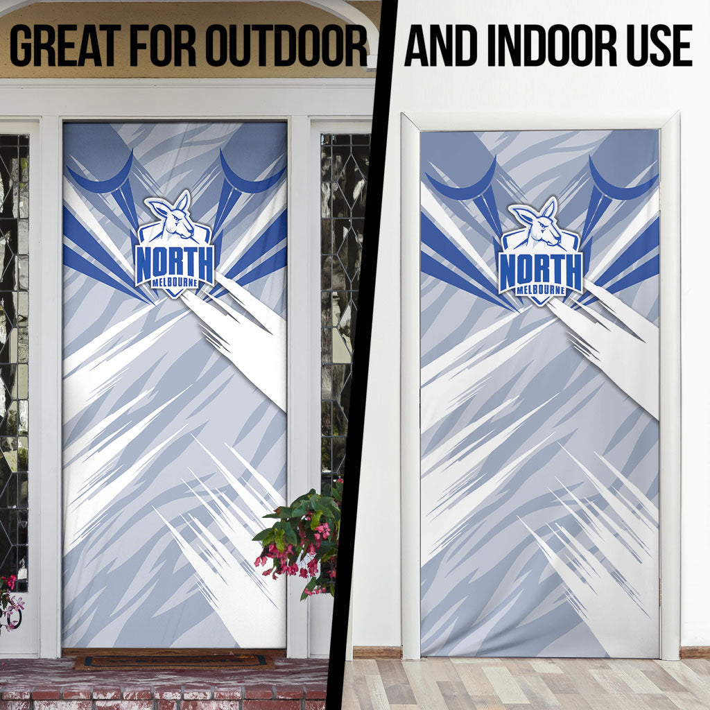 North Melbourne Kangaroos Australian Football Door Cover Powerful Kangaroo Mascot - Bold Team Colors