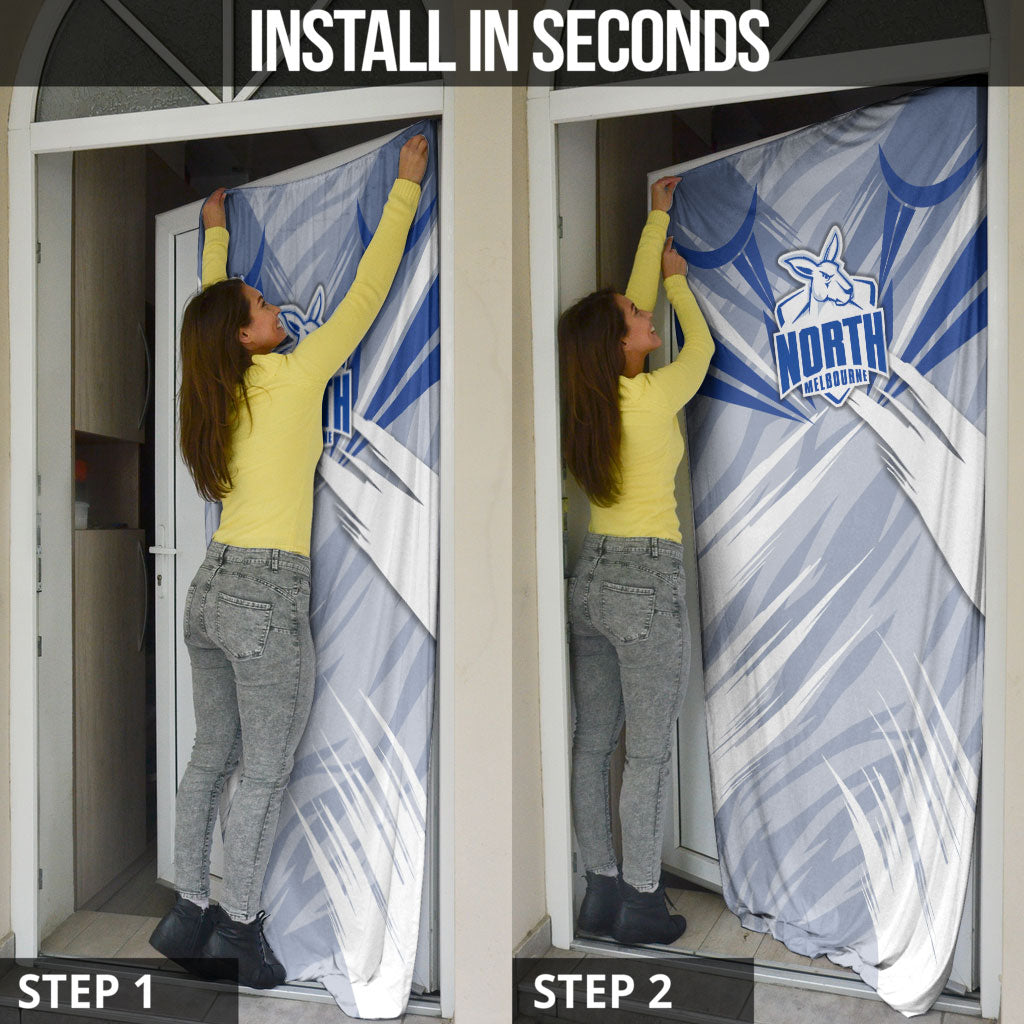 North Melbourne Kangaroos Australian Football Door Cover Powerful Kangaroo Mascot - Bold Team Colors