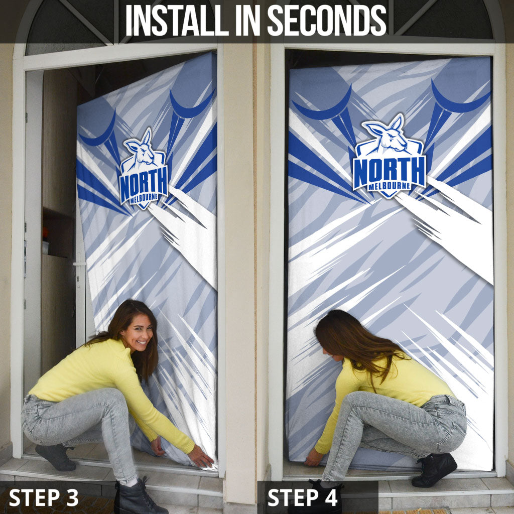 North Melbourne Kangaroos Australian Football Door Cover Powerful Kangaroo Mascot - Bold Team Colors