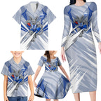 North Melbourne Kangaroos Australian Football Family Matching Long Sleeve Bodycon Dress and Hawaiian Shirt Powerful Kangaroo Mascot - Bold Team Colors