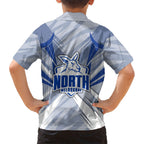 North Melbourne Kangaroos Australian Football Family Matching Long Sleeve Bodycon Dress and Hawaiian Shirt Powerful Kangaroo Mascot - Bold Team Colors