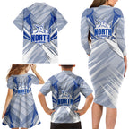 North Melbourne Kangaroos Australian Football Family Matching Long Sleeve Bodycon Dress and Hawaiian Shirt Powerful Kangaroo Mascot - Bold Team Colors