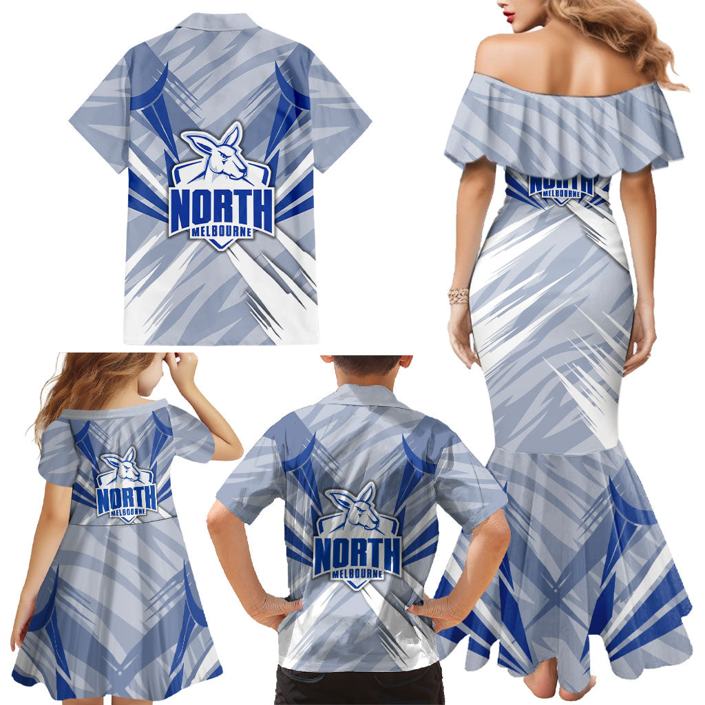 North Melbourne Kangaroos Australian Football Family Matching Mermaid Dress and Hawaiian Shirt Powerful Kangaroo Mascot - Bold Team Colors