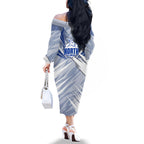 North Melbourne Kangaroos Australian Football Family Matching Off The Shoulder Long Sleeve Dress and Hawaiian Shirt Powerful Kangaroo Mascot - Bold Team Colors