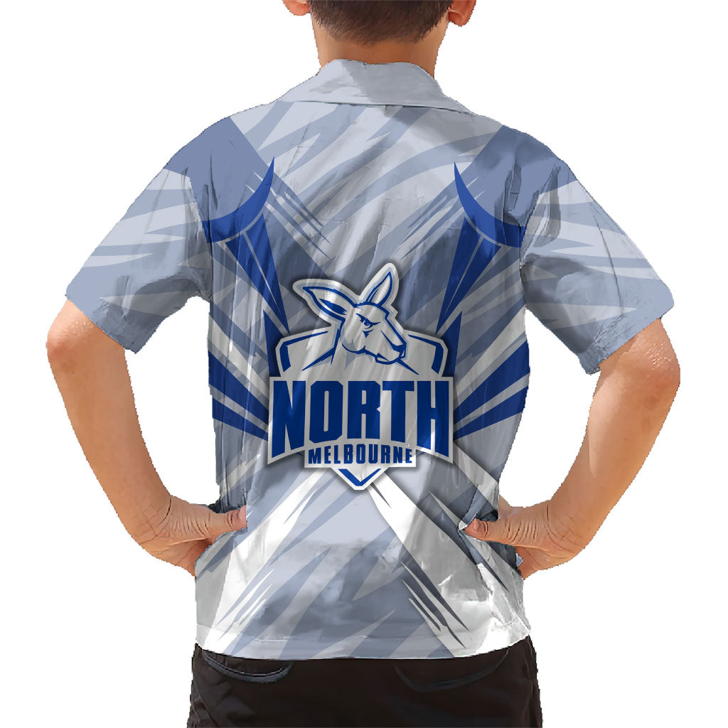 North Melbourne Kangaroos Australian Football Family Matching Off Shoulder Maxi Dress and Hawaiian Shirt Powerful Kangaroo Mascot - Bold Team Colors